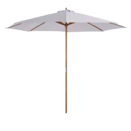 Nordara 3(m) Wooden Garden Parasol Sun Shade Outdoor Umbrella in White - Size: 2000mm x 3000mm - thumbnail 1