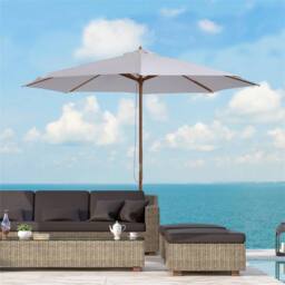 Nordara 3(m) Wooden Garden Parasol Sun Shade Outdoor Umbrella in White - Size: 2000mm x 3000mm - thumbnail 4