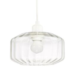 Happy Homewares Contemporary Ribbed Glass Non Electric Pendant Lamp Shade with Flat Style in Clear - thumbnail 4