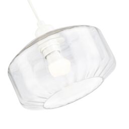 Happy Homewares Contemporary Ribbed Glass Non Electric Pendant Lamp Shade with Flat Style in Clear - thumbnail 2