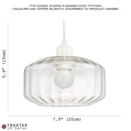 Happy Homewares Contemporary Ribbed Glass Non Electric Pendant Lamp Shade with Flat Style in Clear - thumbnail 6