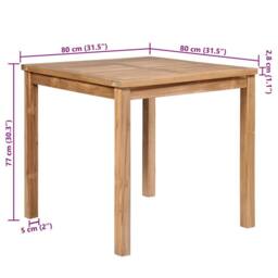 Berkfield Home Garden Table 80x80x77 cm Solid Teak Wood in Brown - Size: 80 x 80 x 77 cm - thumbnail 5