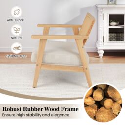 Costway Corduroy Accent Chair Indoor Leisure Chair w/ Upholstered Seat in Natural - thumbnail 4