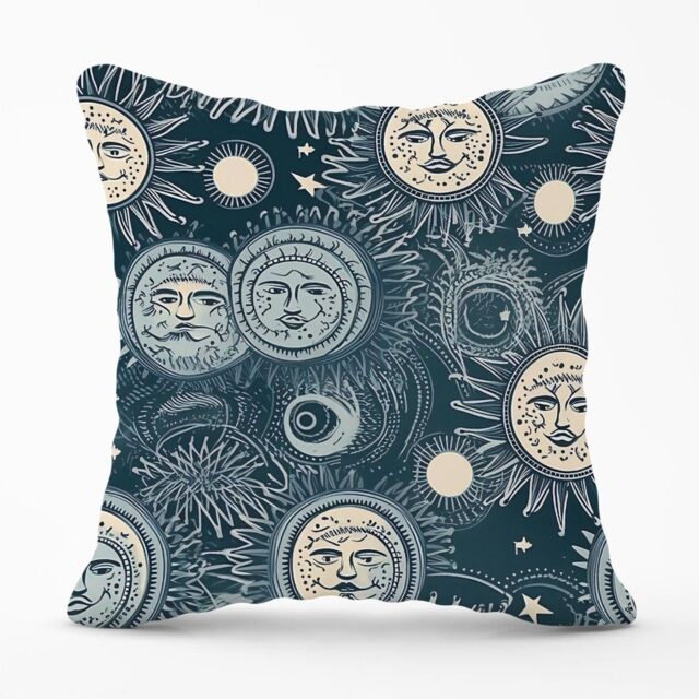 Warren Reed - Designer Silver Blue Moon & Stars Outdoor Cushion - Size: 60 cm x 60 cm - image 1