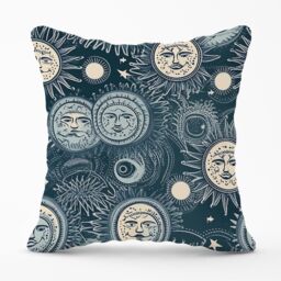 Warren Reed - Designer Silver Blue Moon & Stars Outdoor Cushion - Size: 60 cm x 60 cm - thumbnail 1