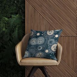 Warren Reed - Designer Silver Blue Moon & Stars Outdoor Cushion - Size: 60 cm x 60 cm - thumbnail 2