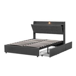 BTM Grey 5ft King Bed with Hydraulic Storage & Charging Headboard - thumbnail 7