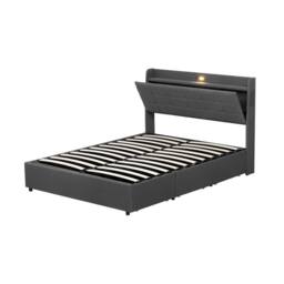 BTM Grey 5ft King Bed with Hydraulic Storage & Charging Headboard - thumbnail 8