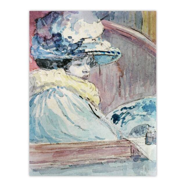 "Artery8 Henry Somm Woman in a Lodge Watercolour Portrait Wall Art Print - Size: W12"" x H16""" - image 1