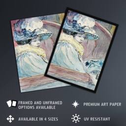"Artery8 Henry Somm Woman in a Lodge Watercolour Portrait Wall Art Print - Size: W12"" x H16""" - thumbnail 2