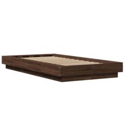 Berkfield Home Durable Bed Frame with LED Lights without Mattress Brown Oak 100x200cm - Size: 100x200 cm - thumbnail 7