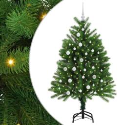 Berkfield Home Christmas Tree with 150 LEDs with Stand Green 120 cm PE - thumbnail 2