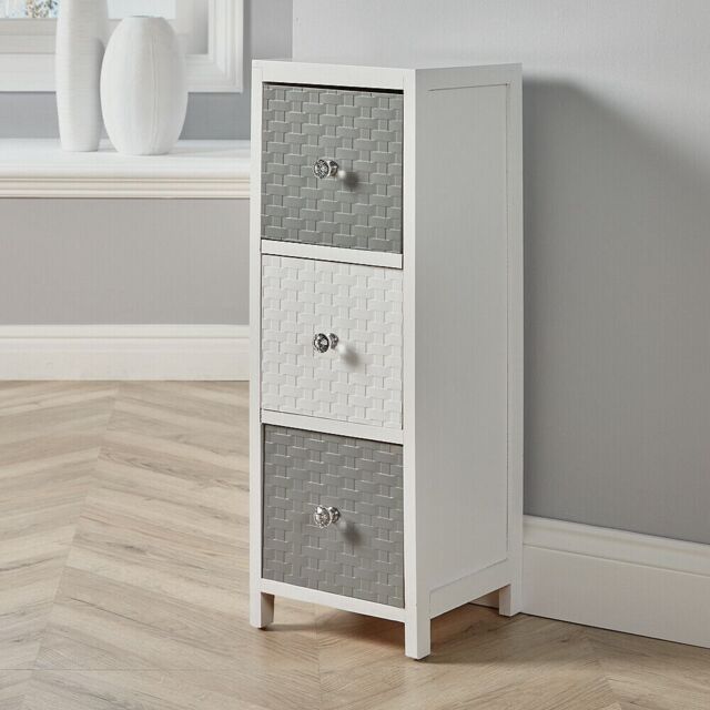 Home Source Wooden Storage Unit 3 Drawer Chest Bedroom Organiser Fully Assembled in White - image 1