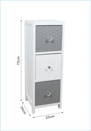 Home Source Wooden Storage Unit 3 Drawer Chest Bedroom Organiser Fully Assembled in White - thumbnail 5