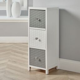 Home Source Wooden Storage Unit 3 Drawer Chest Bedroom Organiser Fully Assembled in White - thumbnail 1