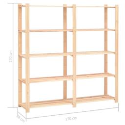 Berkfield Home 5-Tier Storage Racks 5 pcs 170x38x170 cm Solid Pinewood 500 kg in Beige - Size: 170 x 38 x 170 cm - thumbnail 8