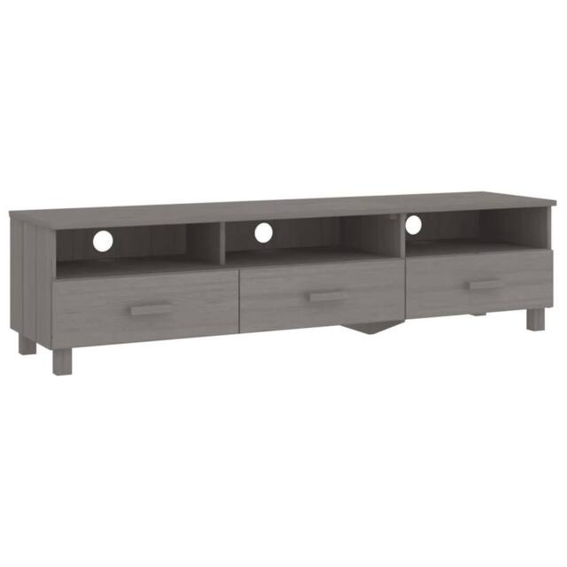Berkfield Home TV Cabinet HAMAR Light Grey 158x40x40 cm Solid Wood Pine - Size: 158 x 40 x 40 cm - image 1