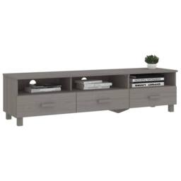 Berkfield Home TV Cabinet HAMAR Light Grey 158x40x40 cm Solid Wood Pine - Size: 158 x 40 x 40 cm - thumbnail 6
