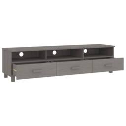 Berkfield Home TV Cabinet HAMAR Light Grey 158x40x40 cm Solid Wood Pine - Size: 158 x 40 x 40 cm - thumbnail 5