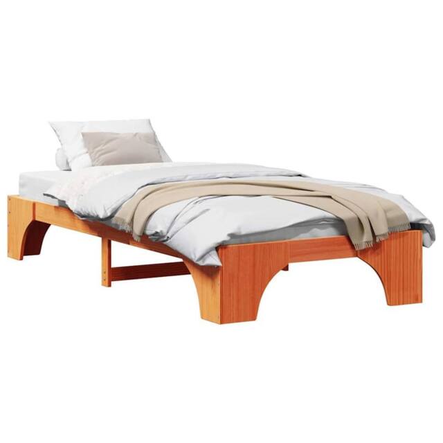 Berkfield Home Modern Bed Frame Wax brown Solid wood 75 x 190 cm Wax Brown Bed Frame - image 1