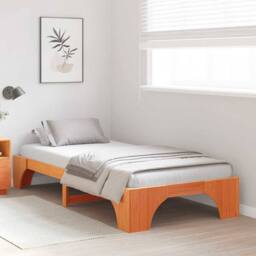 Berkfield Home Modern Bed Frame Wax brown Solid wood 75 x 190 cm Wax Brown Bed Frame - thumbnail 4