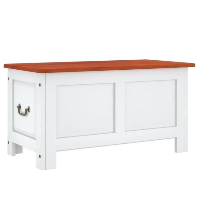 Berkfield Home Storage Chest with Lid Brown & White Solid Wood Acacia - image 1