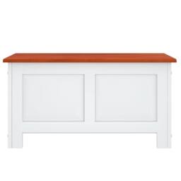 Berkfield Home Storage Chest with Lid Brown & White Solid Wood Acacia - thumbnail 4