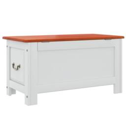 Berkfield Home Storage Chest with Lid Brown & White Solid Wood Acacia - thumbnail 6