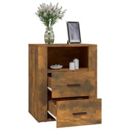 Berkfield Home Classic Bedside Cabinet Smoked Oak 50x36x60 cm Engineered Wood in Brown - Size: 50 x 36 x 60 cm - thumbnail 5