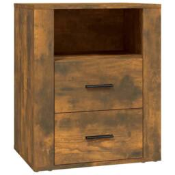 Berkfield Home Classic Bedside Cabinet Smoked Oak 50x36x60 cm Engineered Wood in Brown - Size: 50 x 36 x 60 cm - thumbnail 3