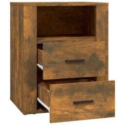 Berkfield Home Classic Bedside Cabinet Smoked Oak 50x36x60 cm Engineered Wood in Brown - Size: 50 x 36 x 60 cm - thumbnail 7