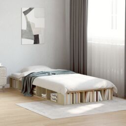 Berkfield Home Bed Frame without Mattress Sonoma Oak 90x200 cm in Brown - thumbnail 1