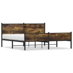 Berkfield Home Metal Bed Frame without Mattress Smoked Oak 180x200 cm Super King in Brown - thumbnail 3