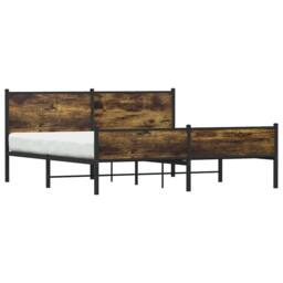 Berkfield Home Metal Bed Frame without Mattress Smoked Oak 180x200 cm Super King in Brown - thumbnail 1