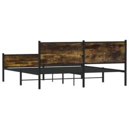 Berkfield Home Metal Bed Frame without Mattress Smoked Oak 180x200 cm Super King in Brown - thumbnail 7