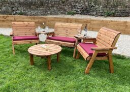 Charles Taylor Trading Large Four Seat Multi Set With Round Coffee Table in Brown - thumbnail 3