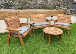 Charles Taylor Trading Large Four Seat Multi Set With Round Coffee Table in Brown - thumbnail 2