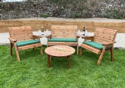 Charles Taylor Trading Large Four Seat Multi Set With Round Coffee Table in Brown - thumbnail 1