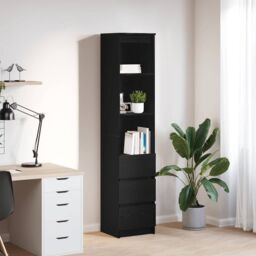 Berkfield Home Highboard Black Oak 37.5x35x180 cm Engineered Wood - thumbnail 1