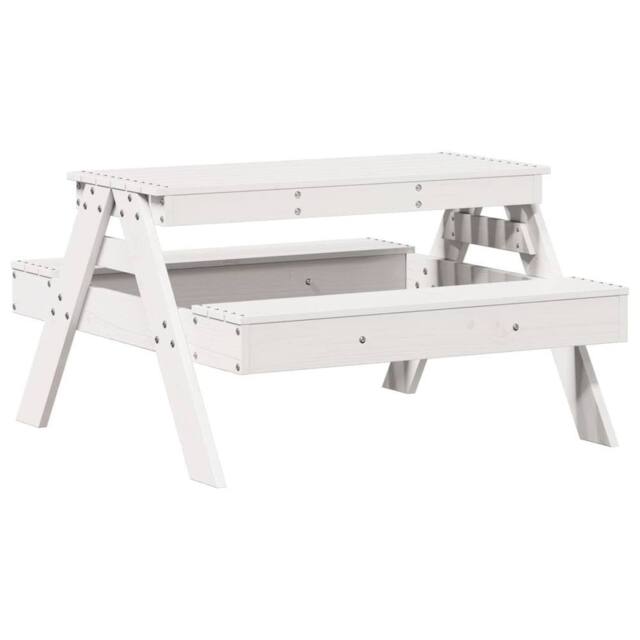 Berkfield Home Picnic Table for Kids White 88x97x52 cm Solid Wood Pine - Size: 88 x 97 x 52 cm - image 1