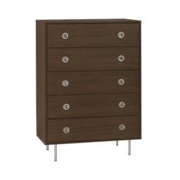 sweeek Vintage chest of drawers with wood decor & stainless steel, 5 in Dark Brown - thumbnail 2