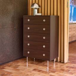 sweeek Vintage chest of drawers with wood decor & stainless steel, 5 in Dark Brown - thumbnail 7