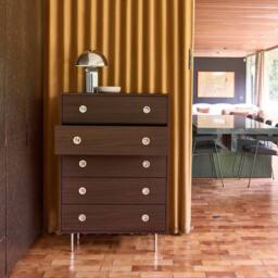 sweeek Vintage chest of drawers with wood decor & stainless steel, 5 in Dark Brown - thumbnail 6