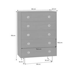 sweeek Vintage chest of drawers with wood decor & stainless steel, 5 in Dark Brown - thumbnail 4