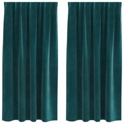 Berkfield Home Blackout Curtains with Top Tape 2 pcs Dark Green Velvet - thumbnail 2
