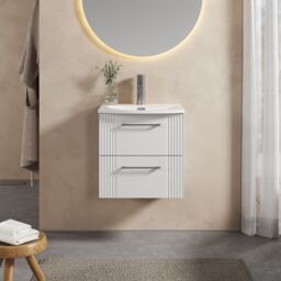 Balterley Wall Hung 2 Drawers Vanity Unit - Curved Basin 500mm, Satin White - thumbnail 2