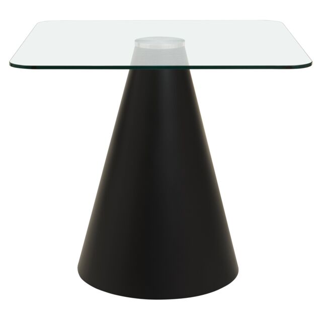Orsina Square Clear Glass Top Dining Table, Geometric Conical Black Base Glass Dining Room Table, Kitchen Table - image 1
