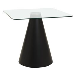 Orsina Square Clear Glass Top Dining Table, Geometric Conical Black Base Glass Dining Room Table, Kitchen Table - thumbnail 3
