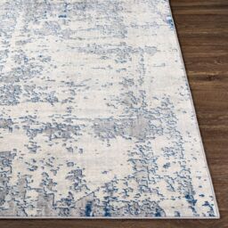 Livabliss Monaco-Abstract Grey Ivory Blue Modern Marble Living Dining Bedroom Rug in Dark Blue - Size: 200 cm x 290 cm - thumbnail 5