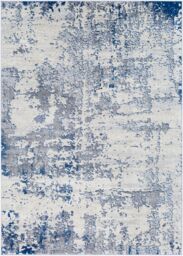 Livabliss Monaco-Abstract Grey Ivory Blue Modern Marble Living Dining Bedroom Rug in Dark Blue - Size: 200 cm x 290 cm - thumbnail 2